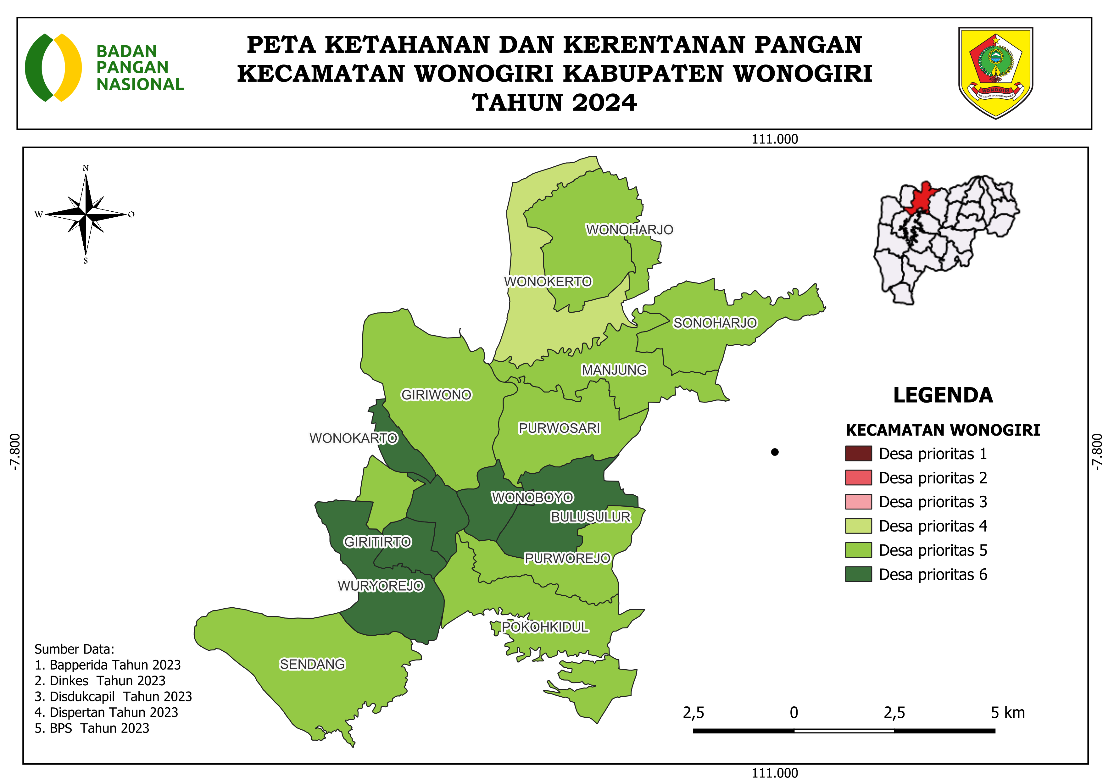 PETA KECAMATAN WONOGIRI TAHUN 2024